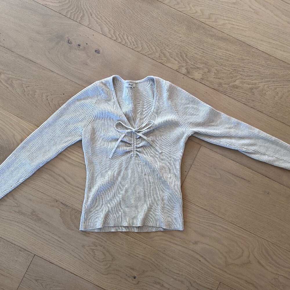 Madewell Rutched Sweater In Cream Size S